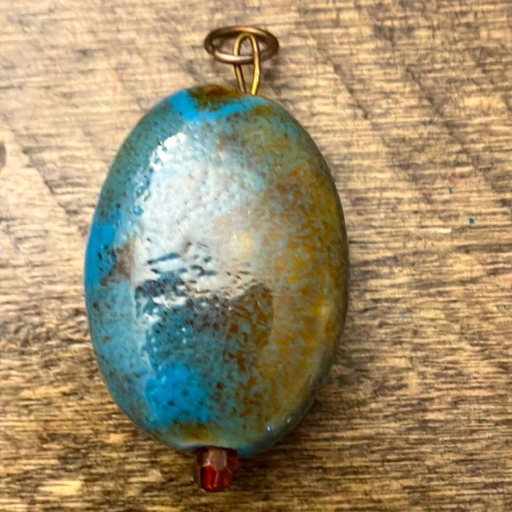 5/$25 stone necklace pendant - hand painted